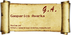 Gasparics Avarka névjegykártya